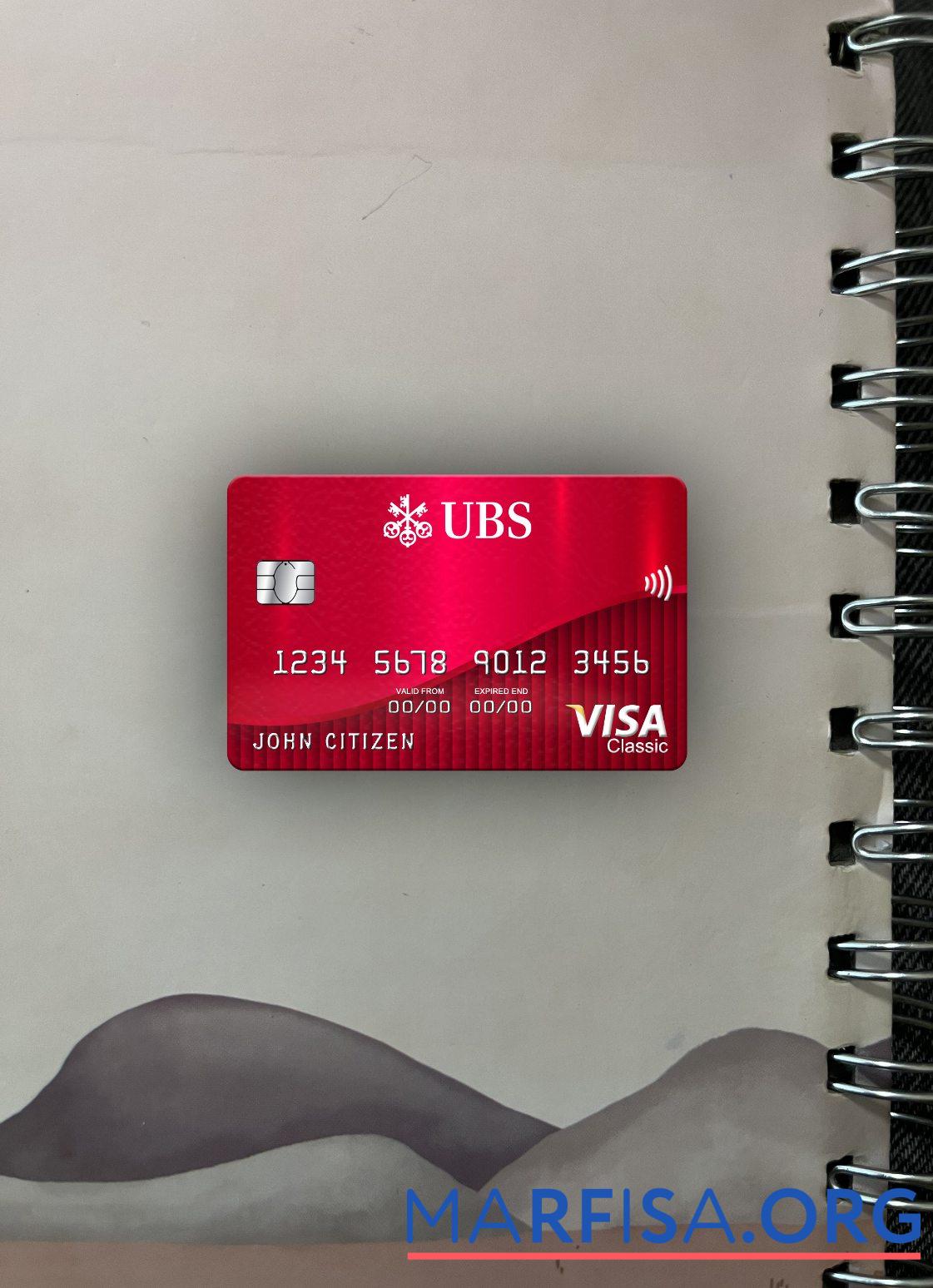 Downloadable Switzerland UBS bank visa classic card photolook front template